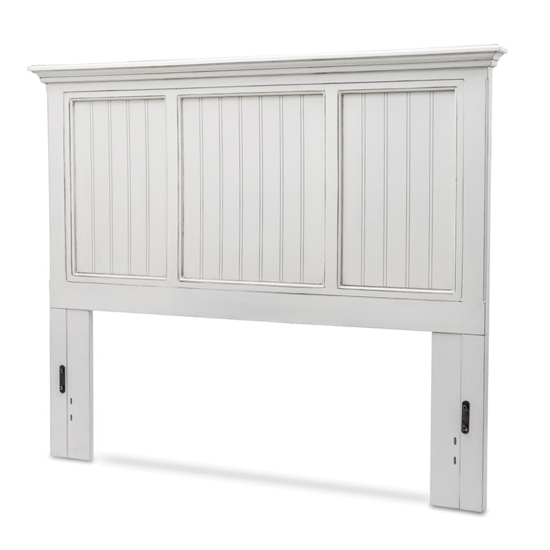 Pemberly Row Modern Coastal Solid Wood Queen Headboard in White