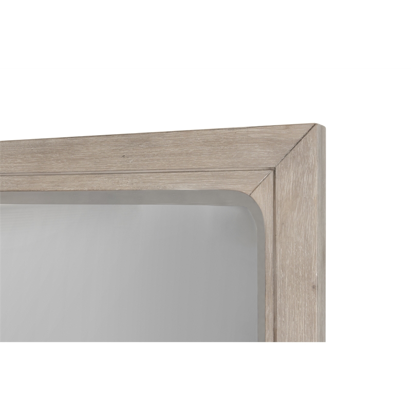Pemberly Row Contemporary Wood Mirror in Glazed Driftwood Finish