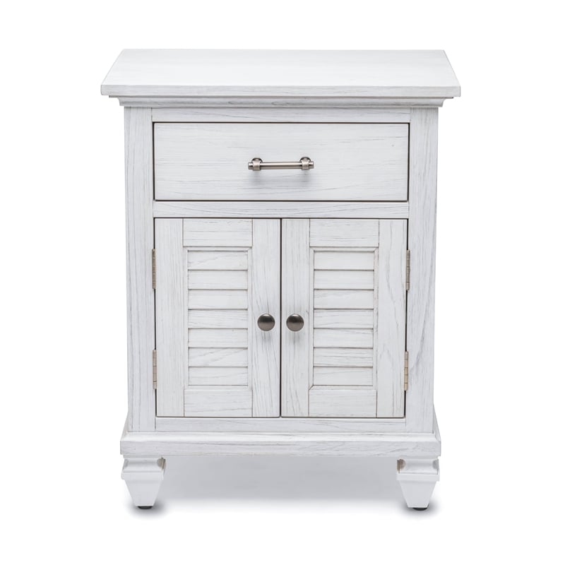 Pemberly Row Contemporary 2-Door Wood Nightstand with Drawer in White