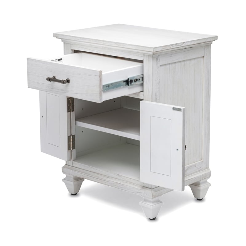 Pemberly Row Contemporary 2-Door Wood Nightstand with Drawer in White