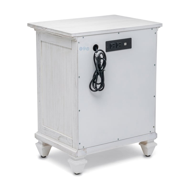 Pemberly Row Contemporary 2-Door Wood Nightstand with Drawer in White