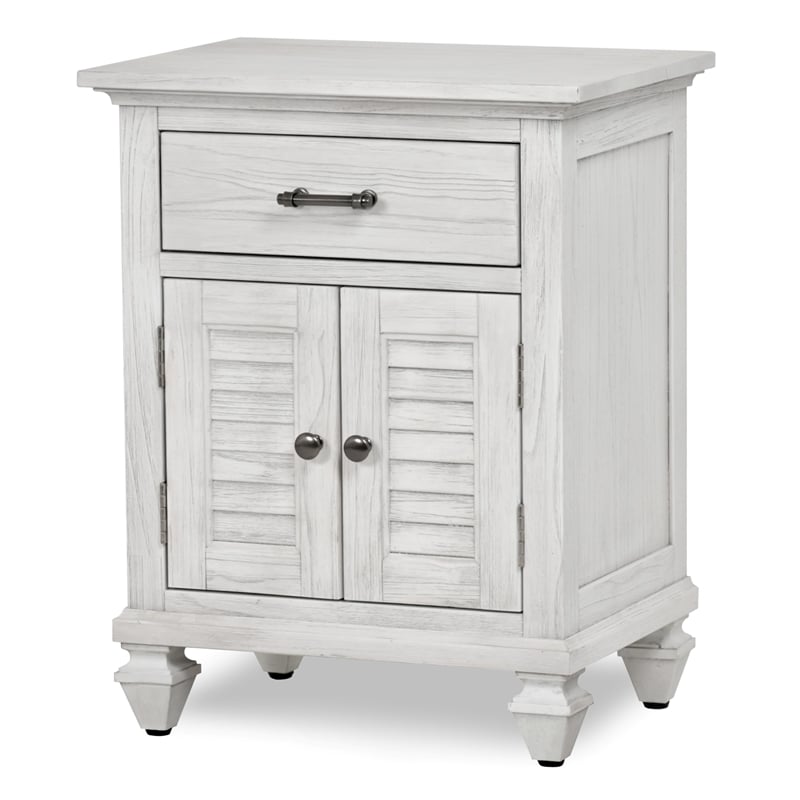 Pemberly Row Contemporary 2-Door Wood Nightstand with Drawer in White