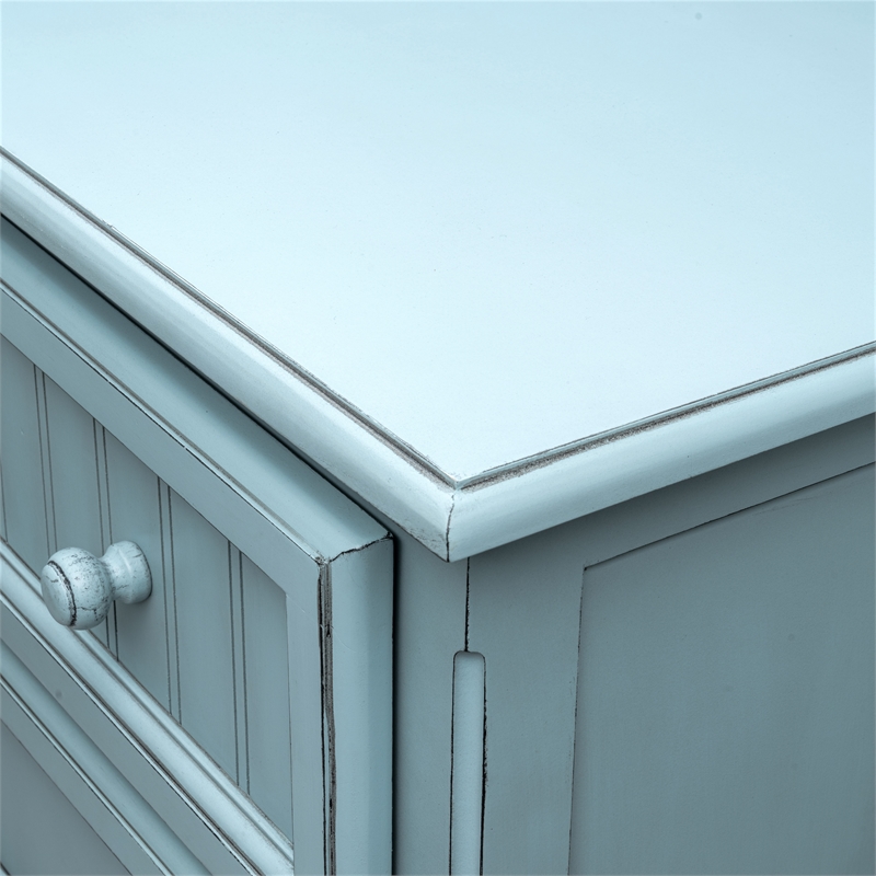 Pemberly Row Modern Coastal Wood Chest with 5-Drawers in Blue