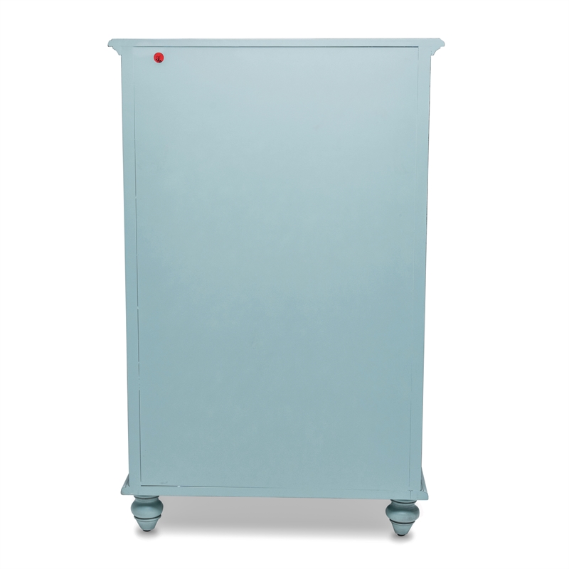 Pemberly Row Modern Coastal Wood Chest with 5-Drawers in Blue