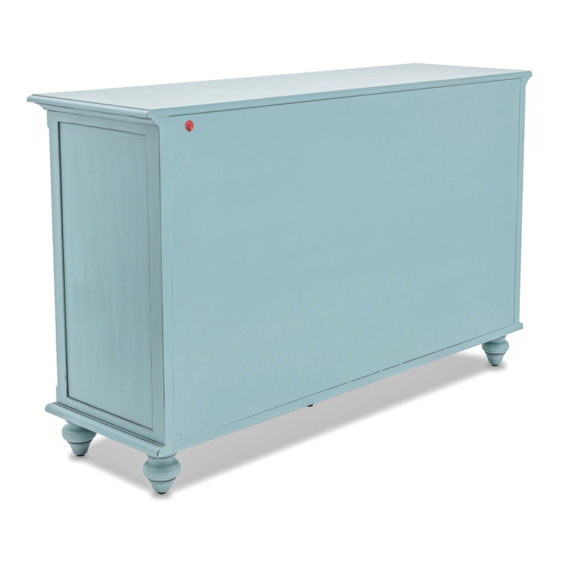Pemberly Row Modern Coastal Wood Dresser with 7-Drawers in Blue