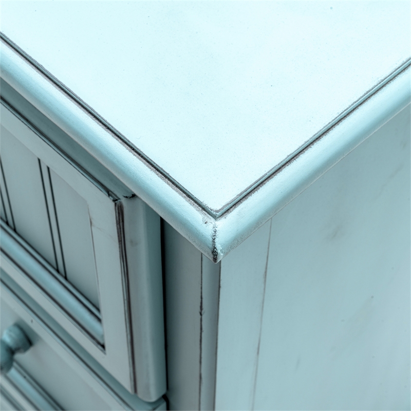 Pemberly Row Modern Coastal Wood Dresser with 7-Drawers in Blue