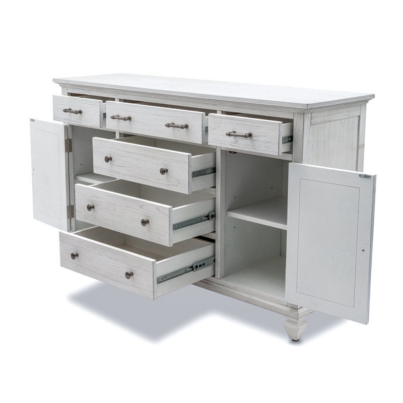 Pemberly Row Contemporary Wood Dresser with 6-Drawers in White