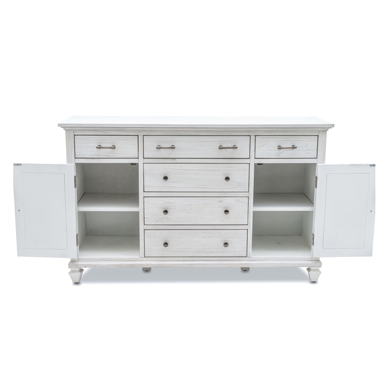 Pemberly Row Contemporary Wood Dresser with 6-Drawers in White