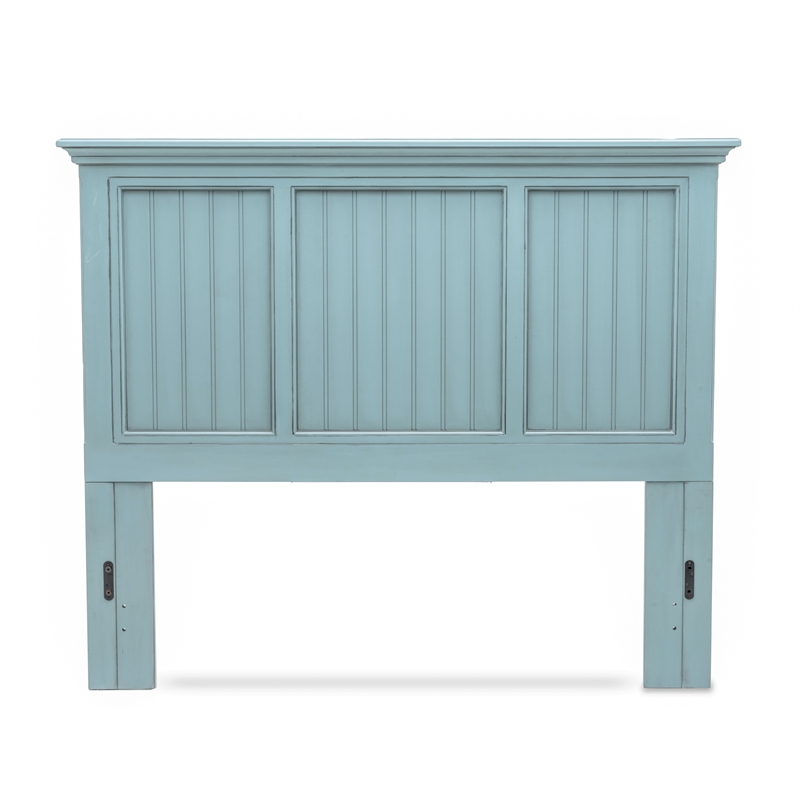 Pemberly Row Modern Coastal Solid Wood Queen Headboard in Blue