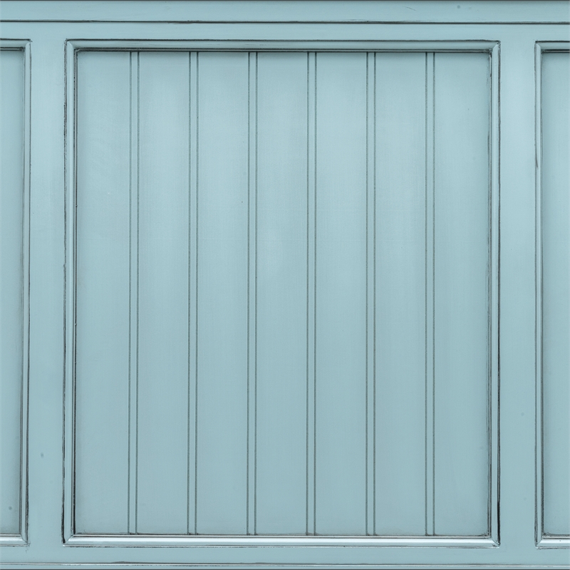 Pemberly Row Modern Coastal Solid Wood Queen Headboard in Blue