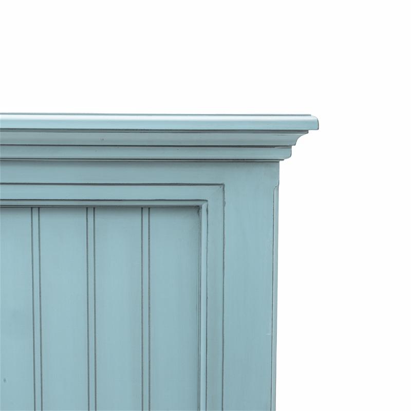 Pemberly Row Modern Coastal Solid Wood Queen Headboard in Blue