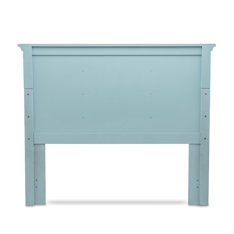 Pemberly Row Modern Coastal Solid Wood Queen Headboard in Blue