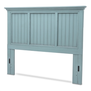 Pemberly Row Modern Coastal Solid Wood Queen Headboard in Blue