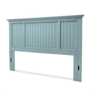 Pemberly Row Modern Coastal Solid Wood King Headboard in Blue