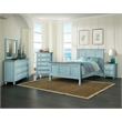 Pemberly Row Modern Coastal Wood Queen Size Panel Bed in Blue