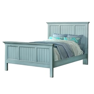 Pemberly Row Modern Coastal Wood King Size Panel Bed in Blue