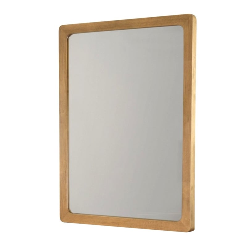 Pemberly Row Contemporary Solid Wood Frame Mirror in Warm Maple
