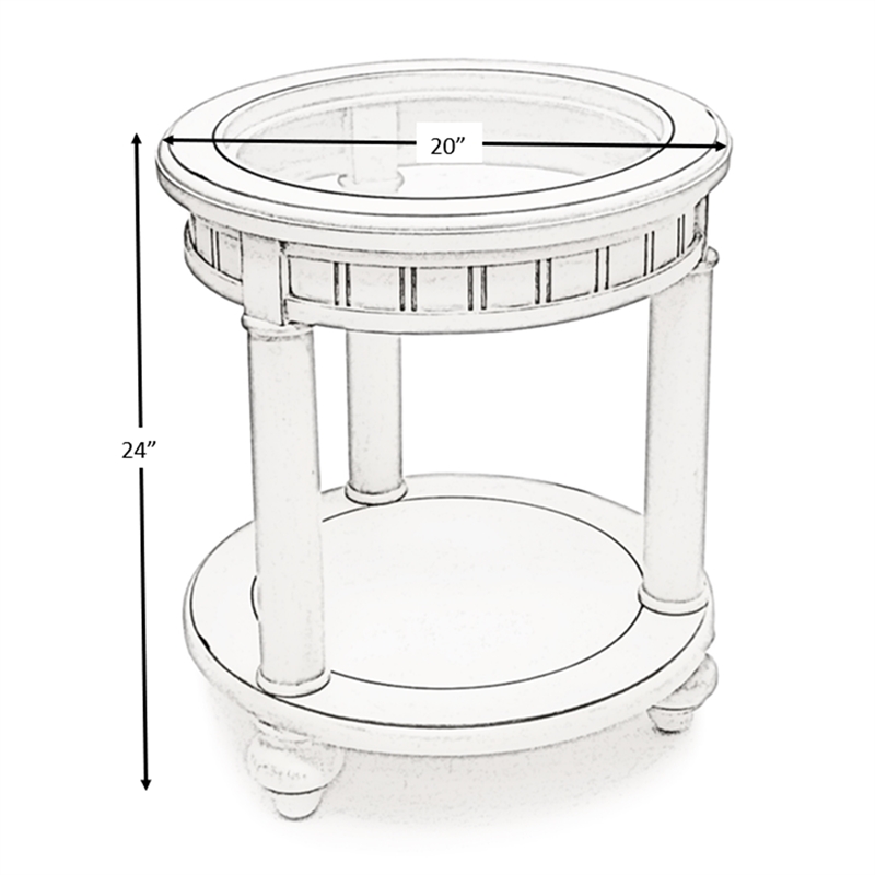 Pemberly Row Round Solid Wood End Table with Glass Top in White