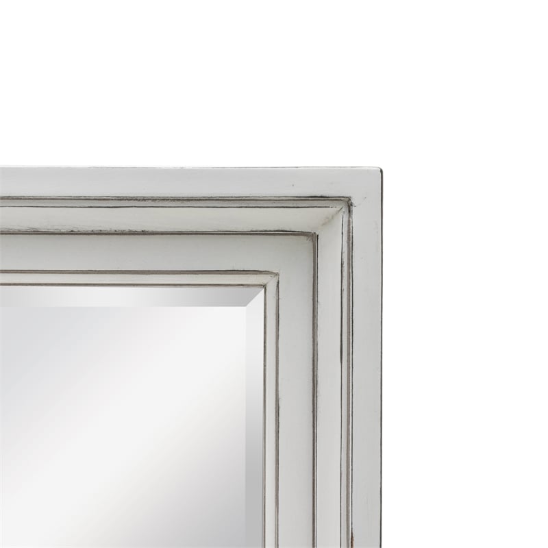 Pemberly Row Rectangle Modern Coastal Solid Wood Mirror in White