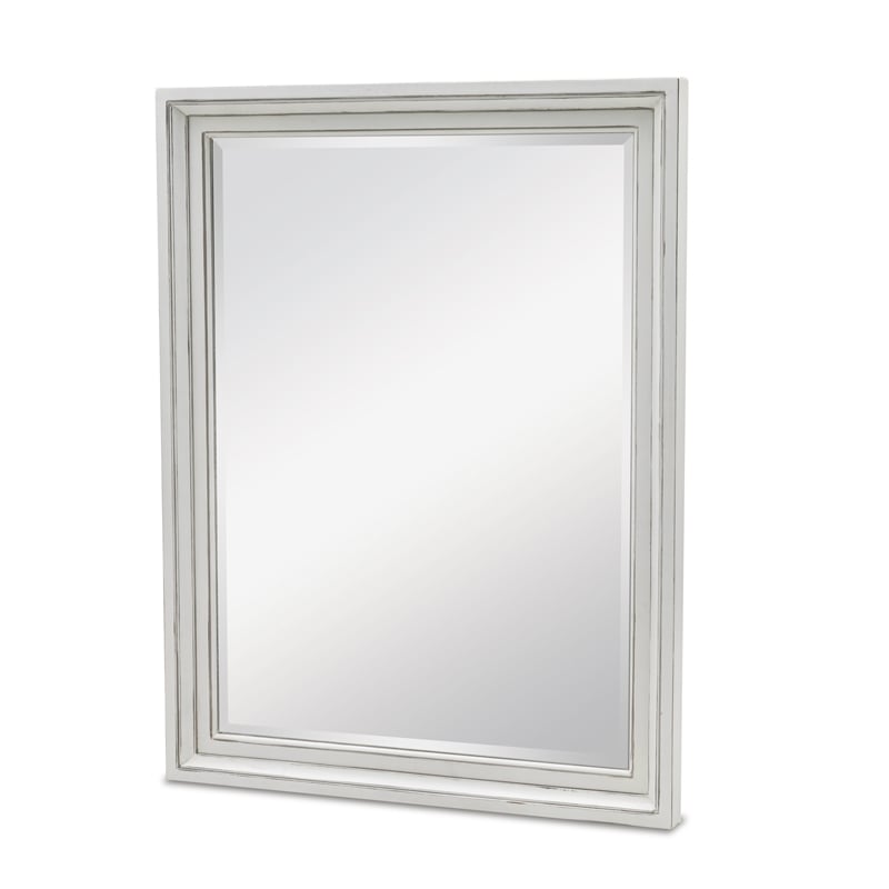 Pemberly Row Rectangle Modern Coastal Solid Wood Mirror in White