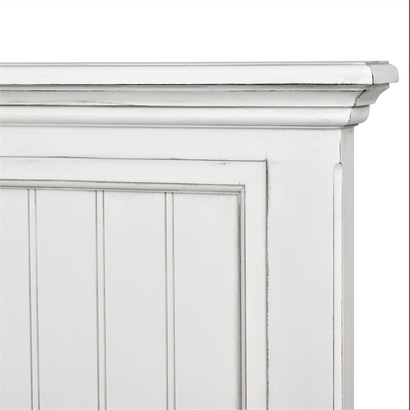 Pemberly Row Modern Coastal Solid Wood King Panel Bed in White