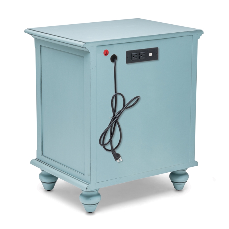 Pemberly Row Contemporary Solid Wood Nightstand with 2-Drawers in Blue
