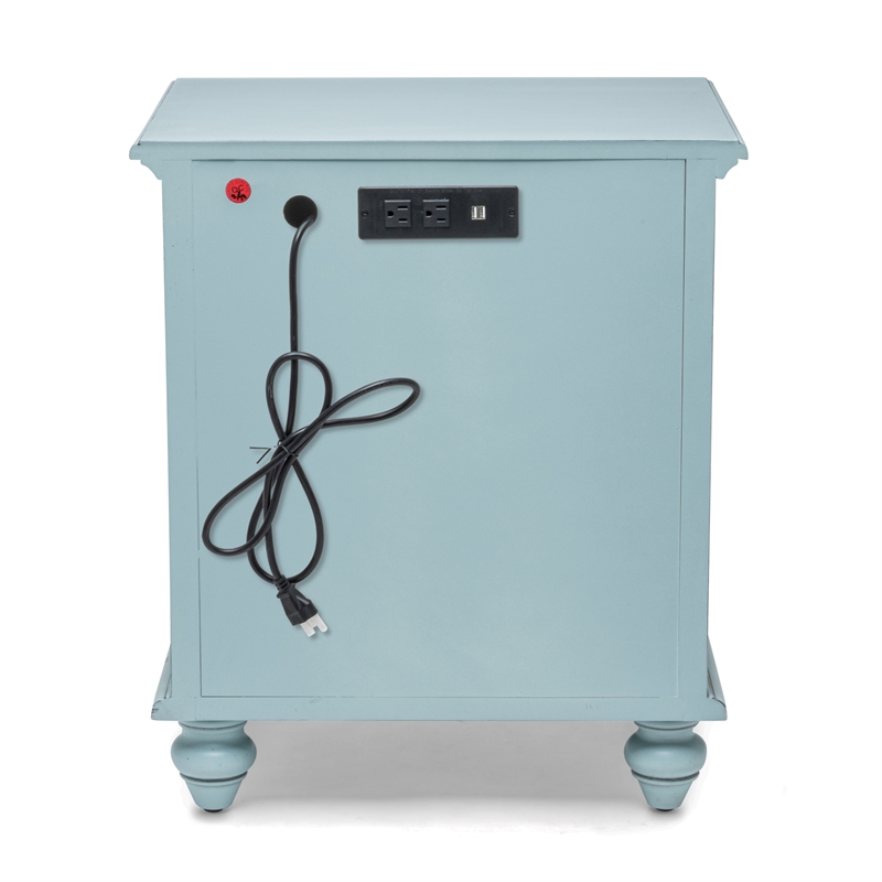 Pemberly Row Contemporary Solid Wood Nightstand with 2-Drawers in Blue