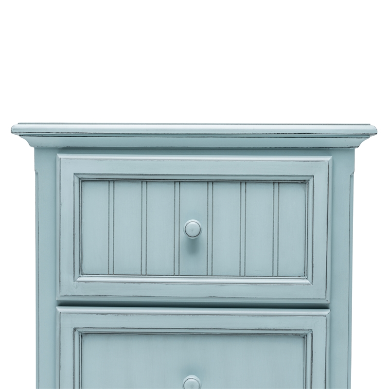 Pemberly Row Contemporary Solid Wood Nightstand with 2-Drawers in Blue