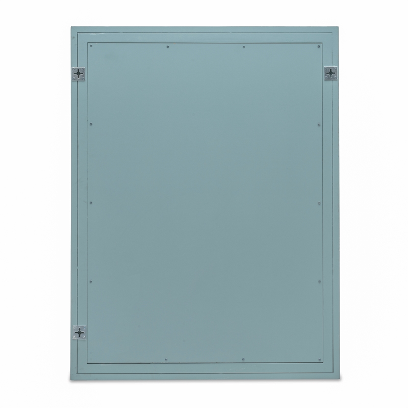 Pemberly Row Rectangle Modern Coastal Solid Wood Mirror in Blue
