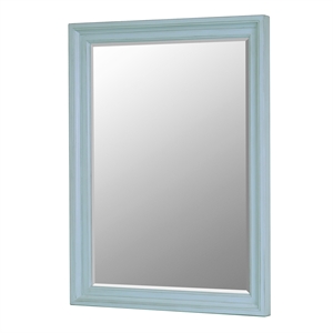Pemberly Row Rectangle Modern Coastal Solid Wood Mirror in Blue