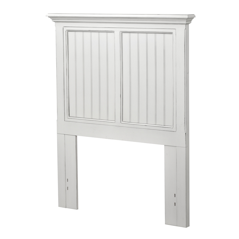 Pemberly Row Contemporary Solid Wood Twin Headboard in White