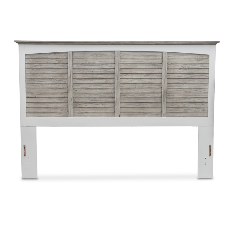 Pemberly Row Contemporary Solid Wood King Headboard in Gray/White