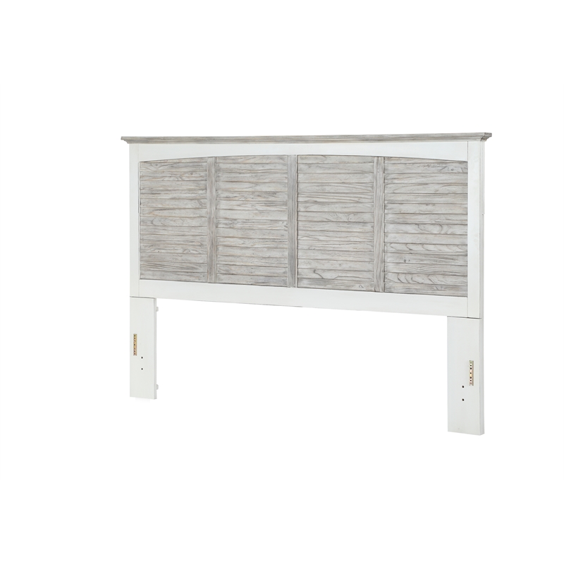 Pemberly Row Contemporary Solid Wood King Headboard in Gray/White