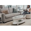 Pemberly Row Contemporary Oval Wood Coffee Table with Glass Top in White