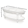 Pemberly Row Contemporary Oval Wood Coffee Table with Glass Top in White