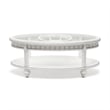 Pemberly Row Contemporary Oval Wood Coffee Table with Glass Top in White