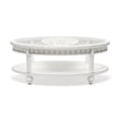 Pemberly Row Contemporary Oval Wood Coffee Table with Glass Top in White