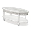 Pemberly Row Contemporary Oval Wood Coffee Table with Glass Top in White
