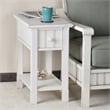 Pemberly Row Contemporary Wood Chairside Table with Lower Shelf in White