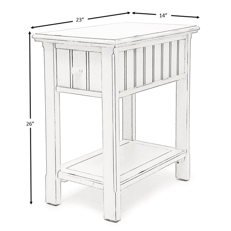 Pemberly Row Contemporary Wood Chairside Table with Lower Shelf in White