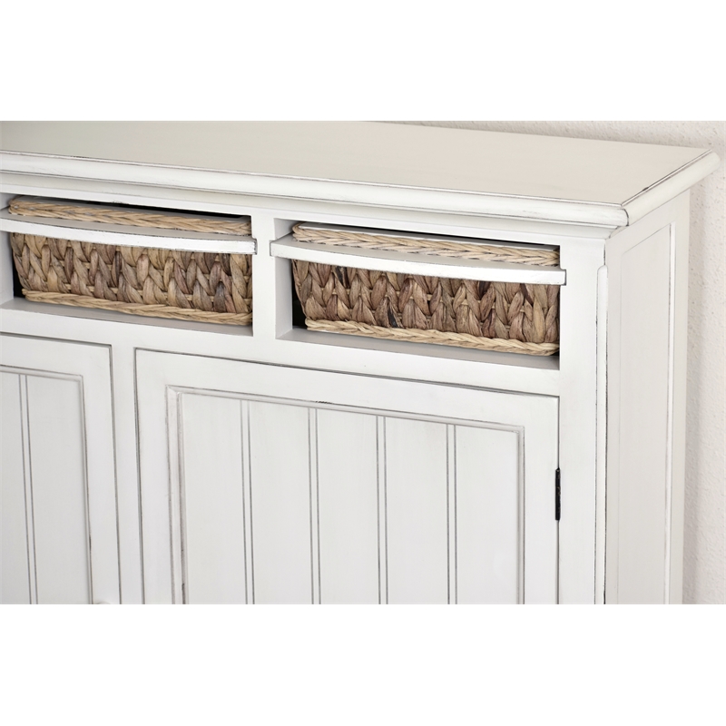 Pemberly Row 2-Door Wood Entry Cabinet with Baskets in White