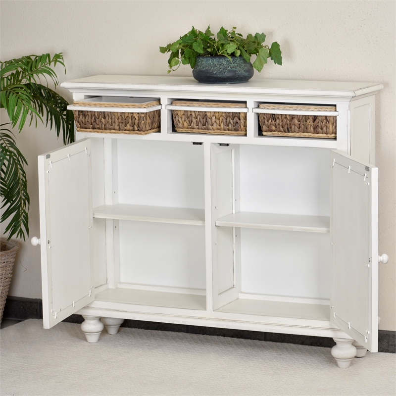 Pemberly Row 2-Door Wood Entry Cabinet with Baskets in White
