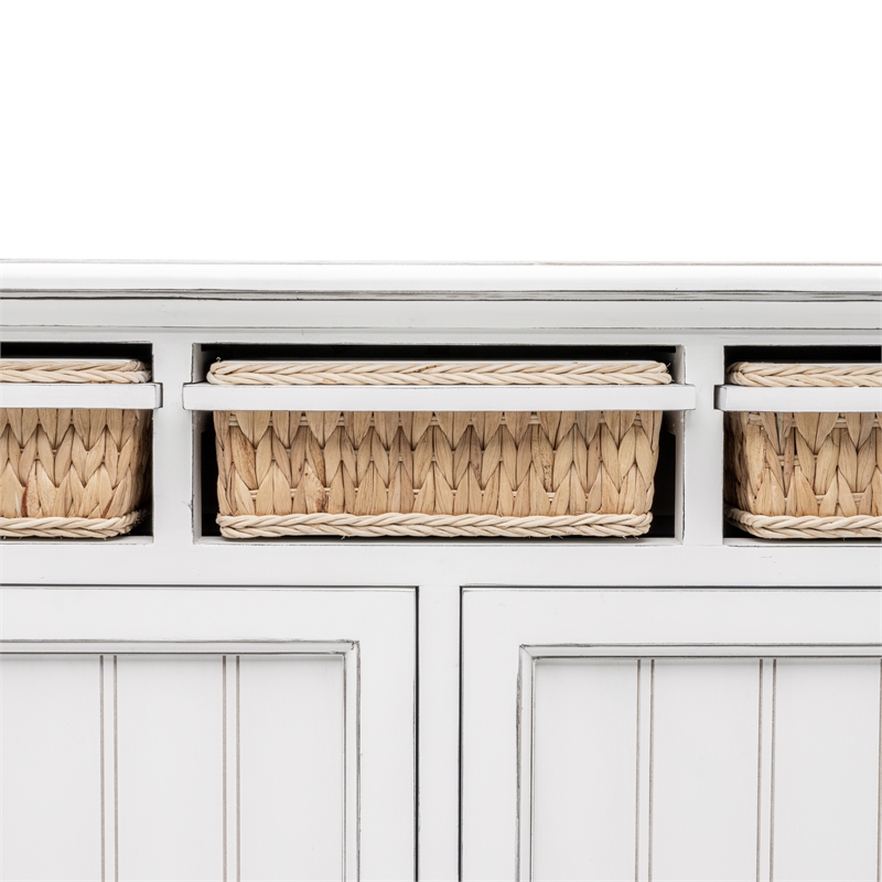 Pemberly Row 2-Door Wood Entry Cabinet with Baskets in White