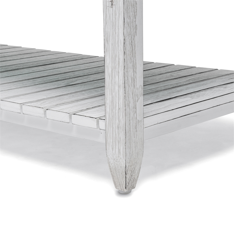 Pemberly Row Contemporary Solid Wood Coffee Table in White/Blue