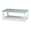 Pemberly Row Contemporary Solid Wood Coffee Table in White/Blue