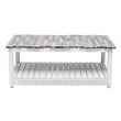 Pemberly Row Contemporary Solid Wood Coffee Table in White/Gray
