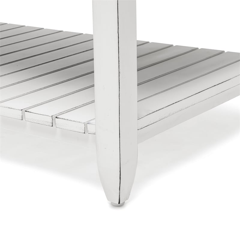 Pemberly Row Contemporary Solid Wood Coffee Table in White/Gray