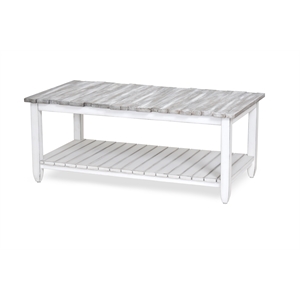 Pemberly Row Contemporary Solid Wood Coffee Table in White/Gray