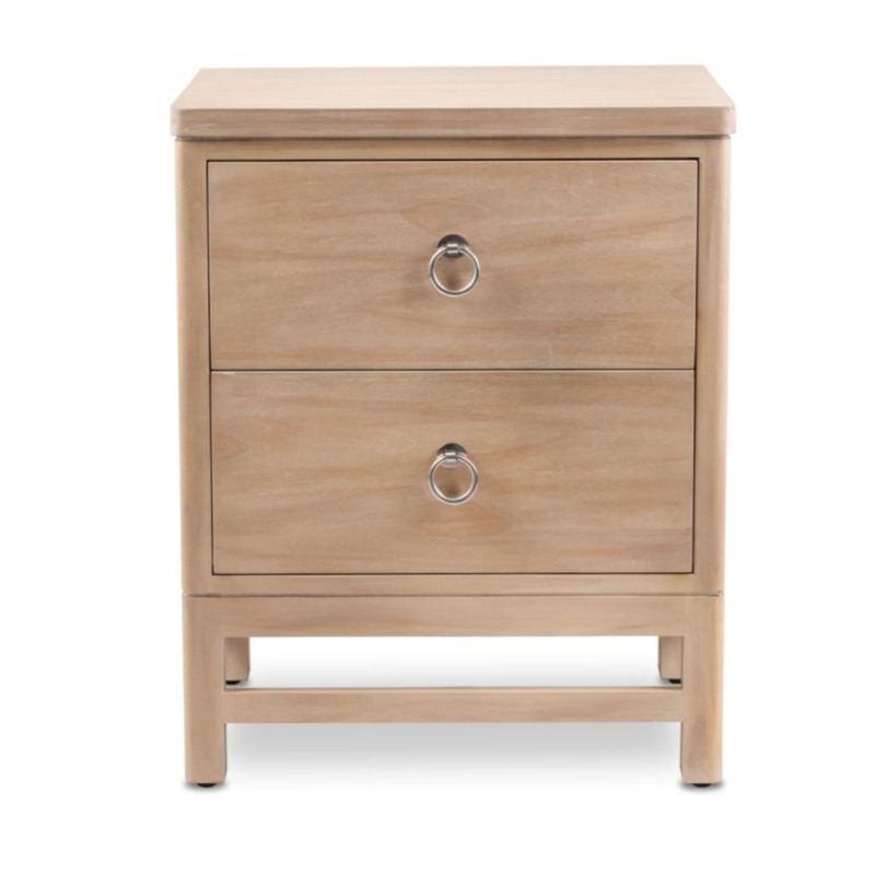 Pemberly Row Solid Wood Tan Coastal Modern 2-Drawer Nightstand