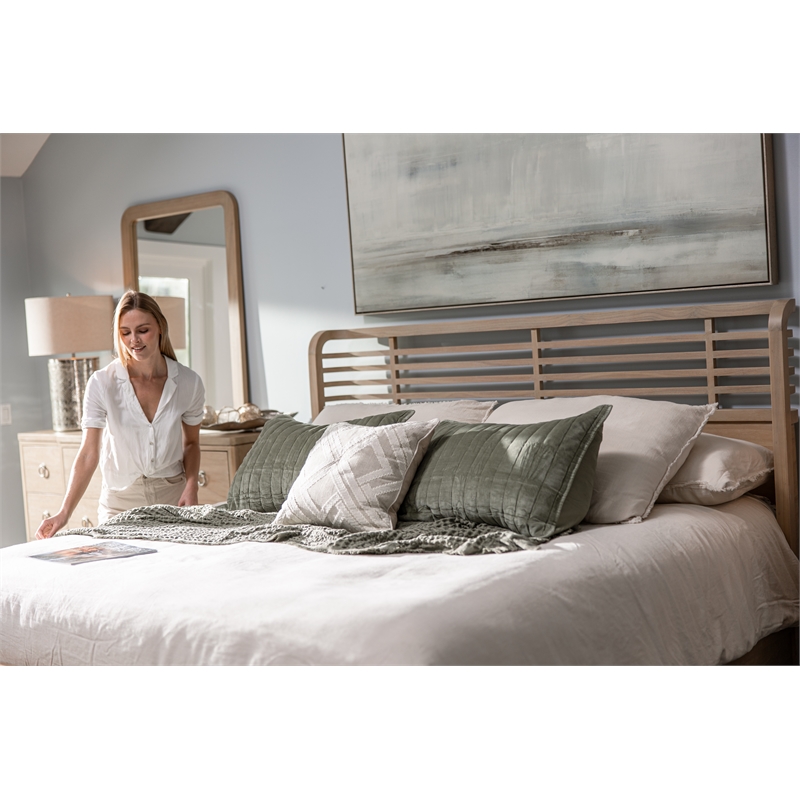 Pemberly Row Contemporary Solid Wood Tan Modern Coastal Mirror